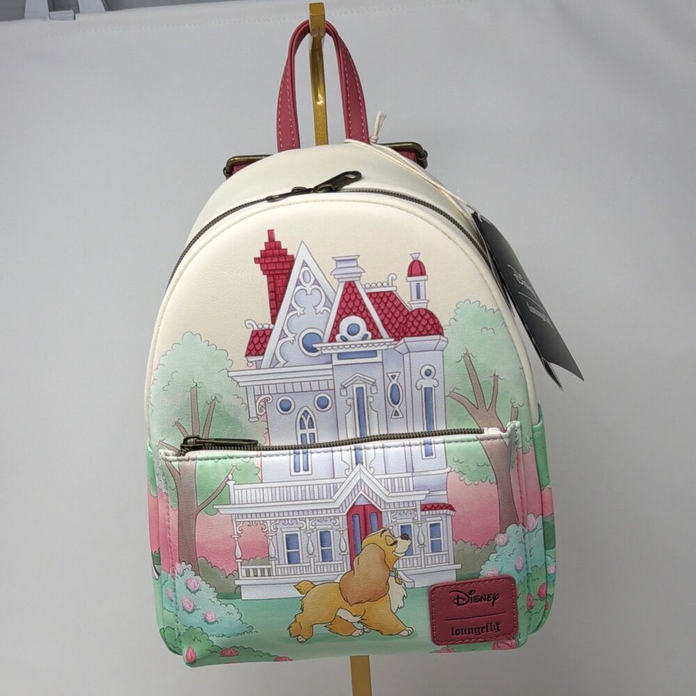 Disney Loungefly Lady and the Tramp House Mini Backpack NWT Dog Castle Pink